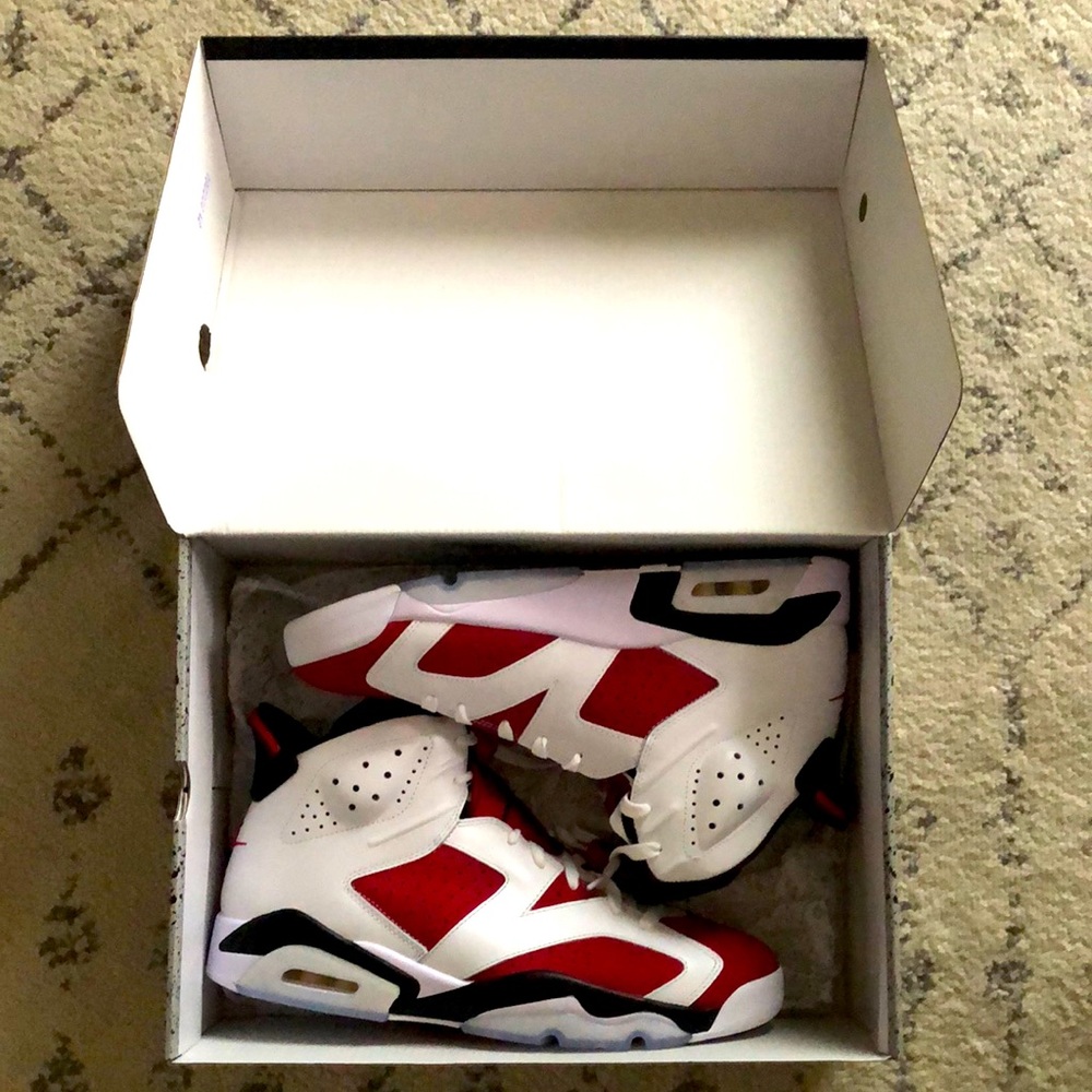 Nike Air Jordan 6 Retro • white/carmine/black • size mens 12